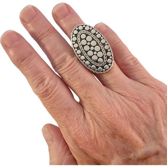 John Hardy Large Sterling Dot Oval Ring - Sz. 6.5 - Picture 6 of 11